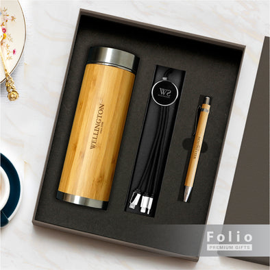 BAMBOO TUMBLER AND CHARGER SET