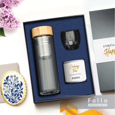 BAMBOO TUMBLER OOLONG AND GLASS GIFT SET