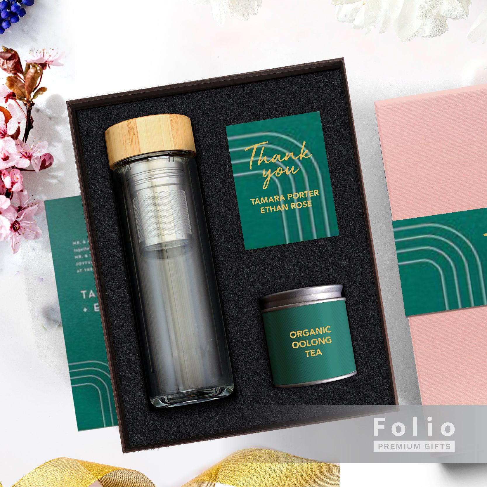 BAMBOO TUMBLER AND OOLONG TEA GIFT SET Folio Brand