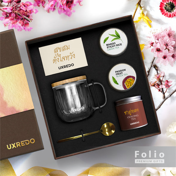 GLASS TEA MUG AND TEA BLEND SET