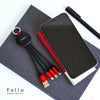 FOLIO: 3 in 1 Light Charger [Red] สายชาร์จสลักชื่อได้ สายไนล่อน หัวชาร์จรองรับ iPhone / Micro / USB-C