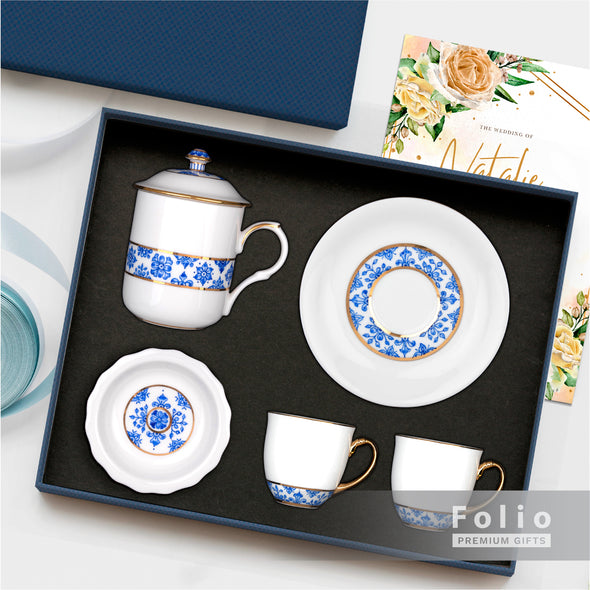 PREMIUM BLUE AND WHITE TEA CUP SET