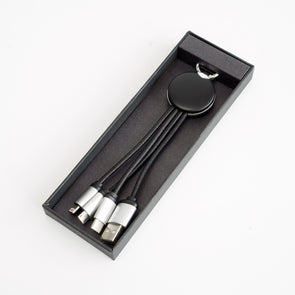 FOLIO: 3 in 1 Light Charger [Silver] สายชาร์จสลักชื่อได้ สายไนล่อน หัวชาร์จรองรับ iPhone / Micro / USB-C