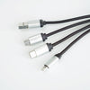 FOLIO: 3 in 1 Light Charger [Silver] สายชาร์จสลักชื่อได้ สายไนล่อน หัวชาร์จรองรับ iPhone / Micro / USB-C