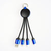 FOLIO: 3 in 1 Light Charger [Blue] สายชาร์จสลักชื่อได้ สายไนล่อน หัวชาร์จรองรับ iPhone / Micro / USB-C