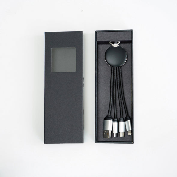 FOLIO: 3 in 1 Light Charger [Silver] สายชาร์จสลักชื่อได้ สายไนล่อน หัวชาร์จรองรับ iPhone / Micro / USB-C