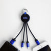 FOLIO: 3 in 1 Light Charger [Blue] สายชาร์จสลักชื่อได้ สายไนล่อน หัวชาร์จรองรับ iPhone / Micro / USB-C