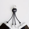 FOLIO: 3 in 1 Light Charger [Silver] สายชาร์จสลักชื่อได้ สายไนล่อน หัวชาร์จรองรับ iPhone / Micro / USB-C